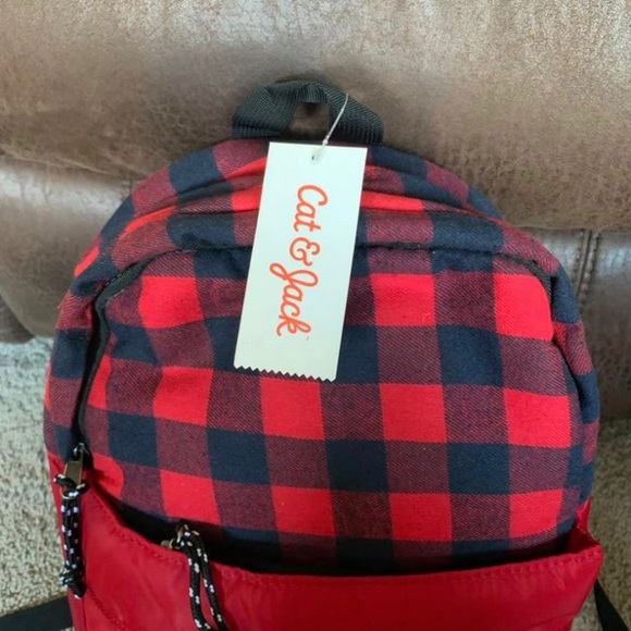Cat & Jack Quilted Fleece Red Backpack 14 in NWT - Picture 6 of 8